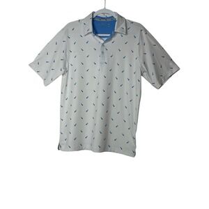 Walter Hagen 11 Majors Polo Shirt Golf Club Pattern Mens Small White Performance